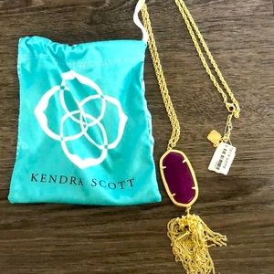Authentic Kendra Scott Rayne Gold Necklace w/ Purple Jade Pendant.